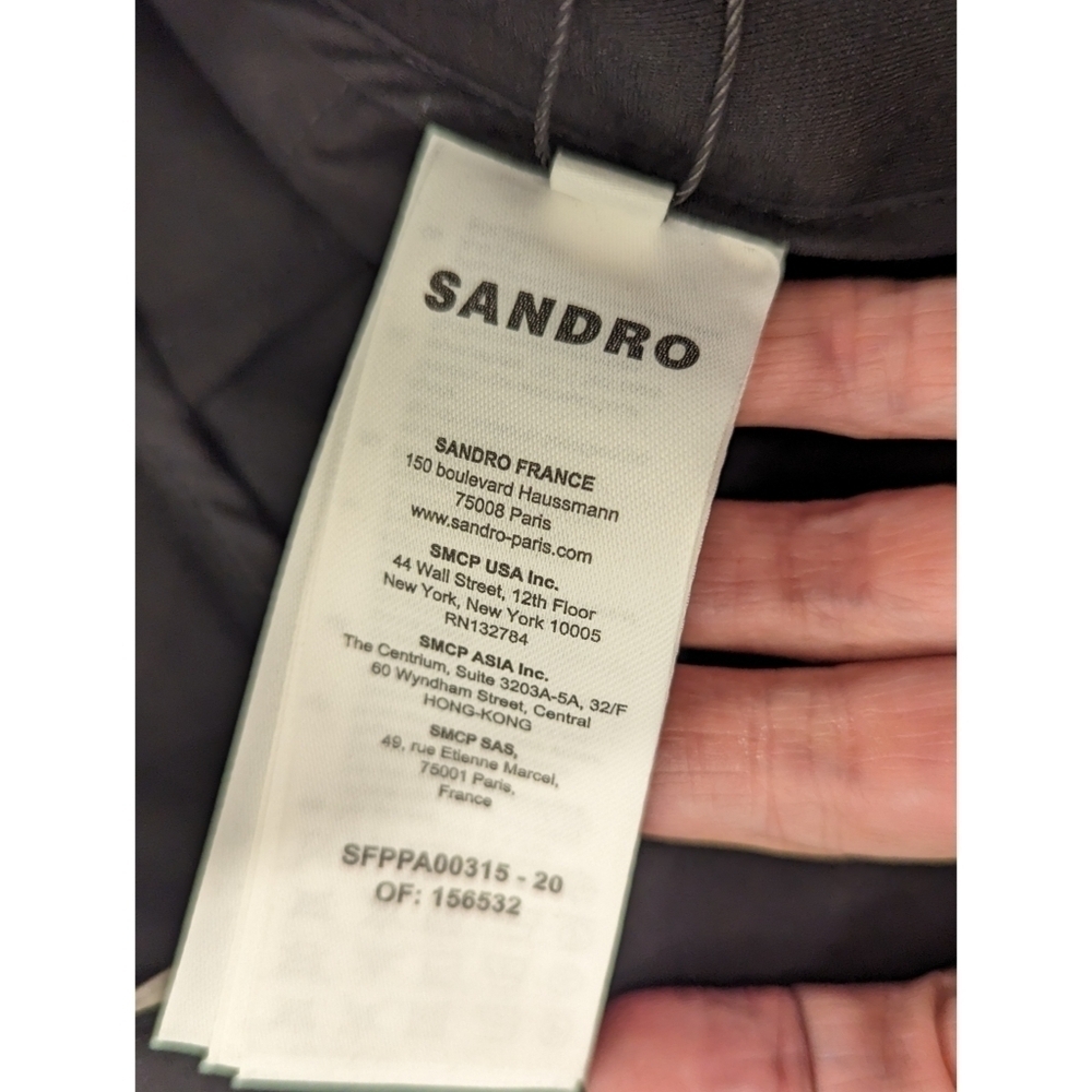 🆕 Sandro Paris Black Noir Stretch Fabric Carrot Pants Size 36 - Picture 7 of 13
